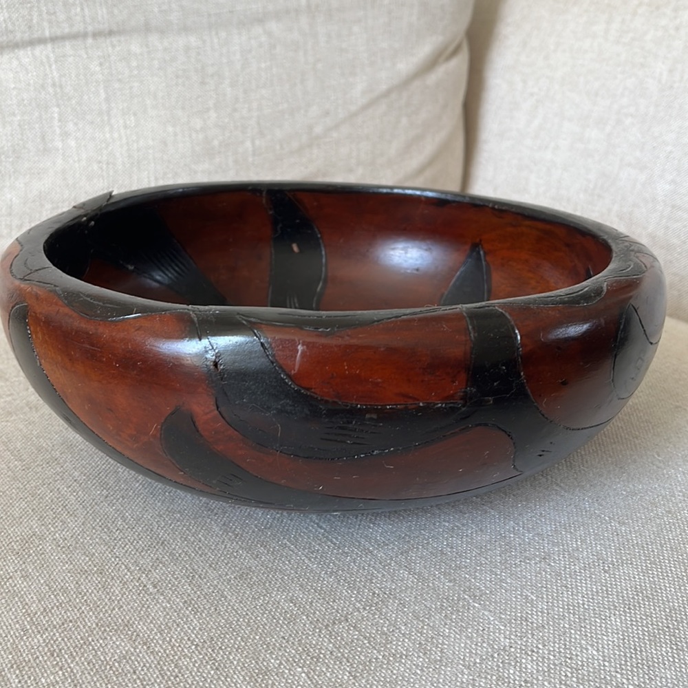 🤎 Vintage Wood Floral Catch-all Bowl